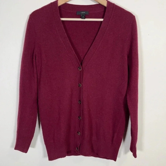 J.CREW  | V-NECK CARDIGAN IN MAROON - Picture 1 of 13